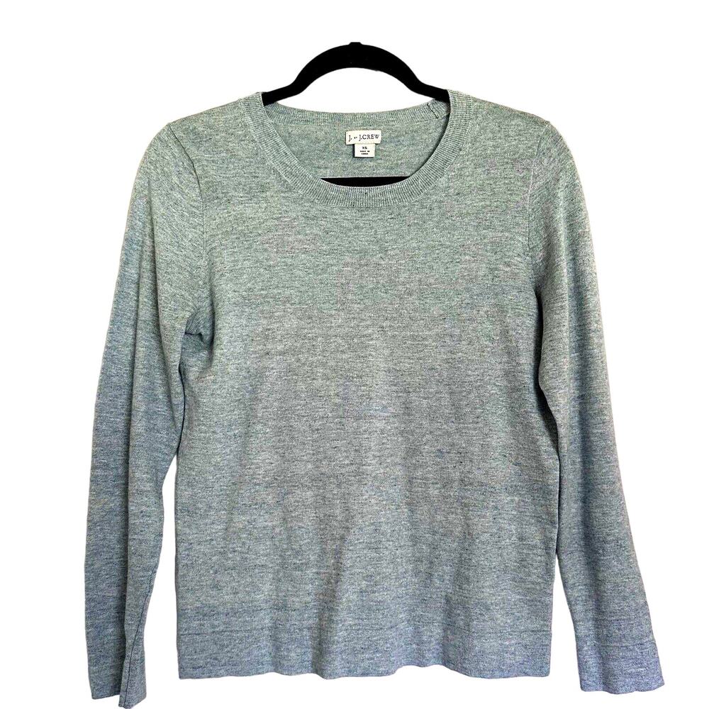 J.Crew Womens XS Knit‎ Sweater Heather Green 100% Cotton Long Sleeve Soft